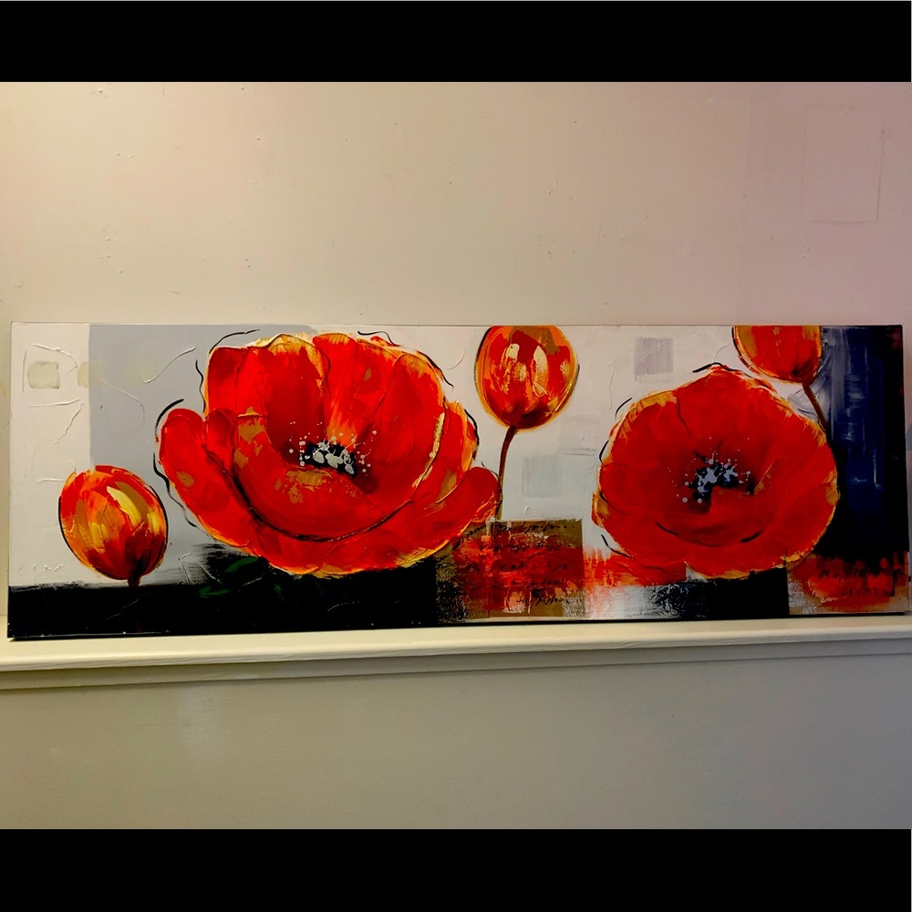 Wrapped canvas modern flowers wall hanging
